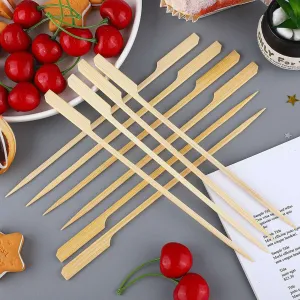 100 Pack 10" Eco Friendly Paddle Party Picks, Bamboo Skewers, Decorative Top Cocktail Sticks