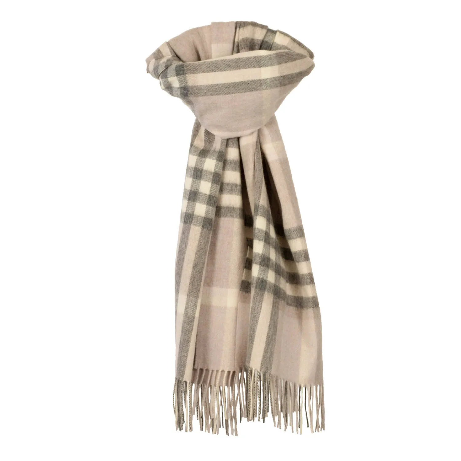 90/10 Tartan Cashmere Blanket Scarf  Camel