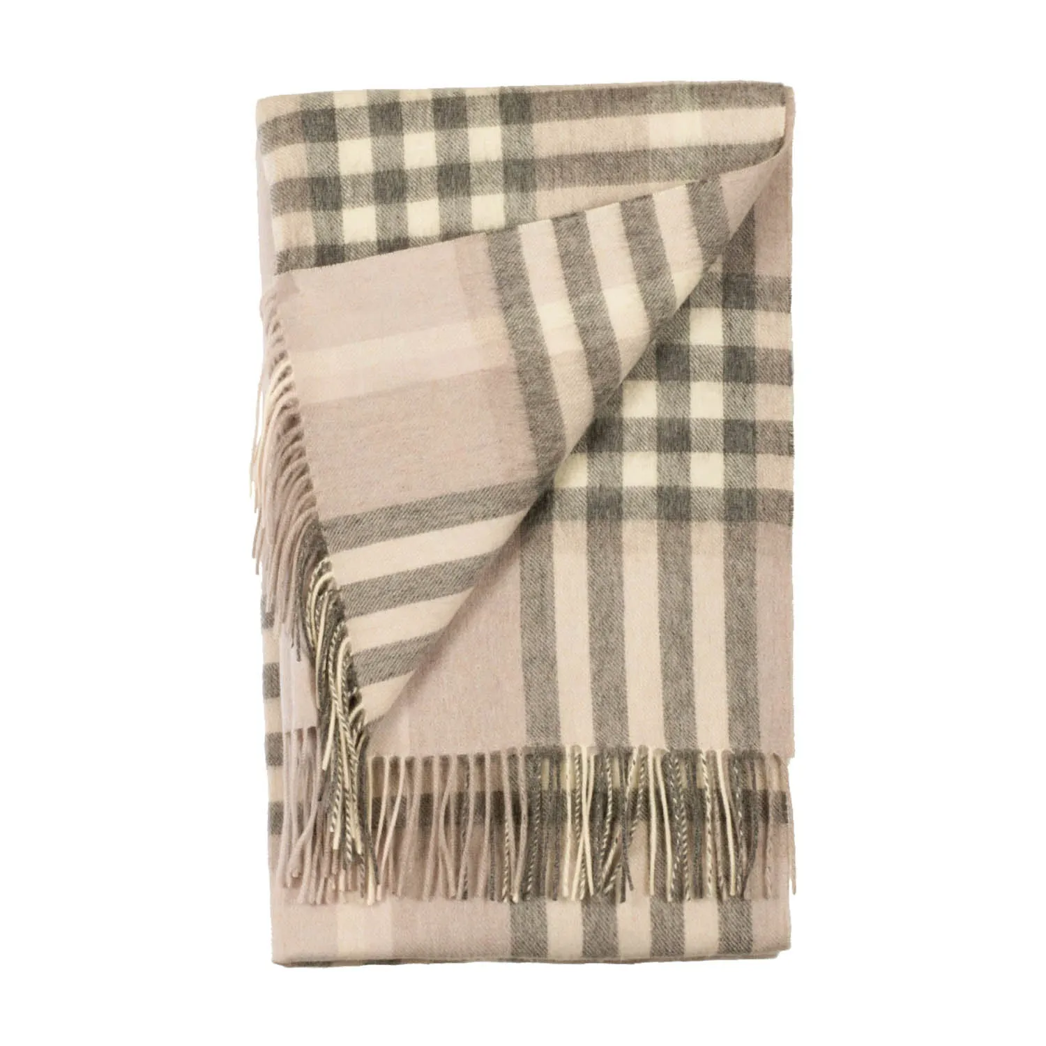 90/10 Tartan Cashmere Blanket Scarf  Camel