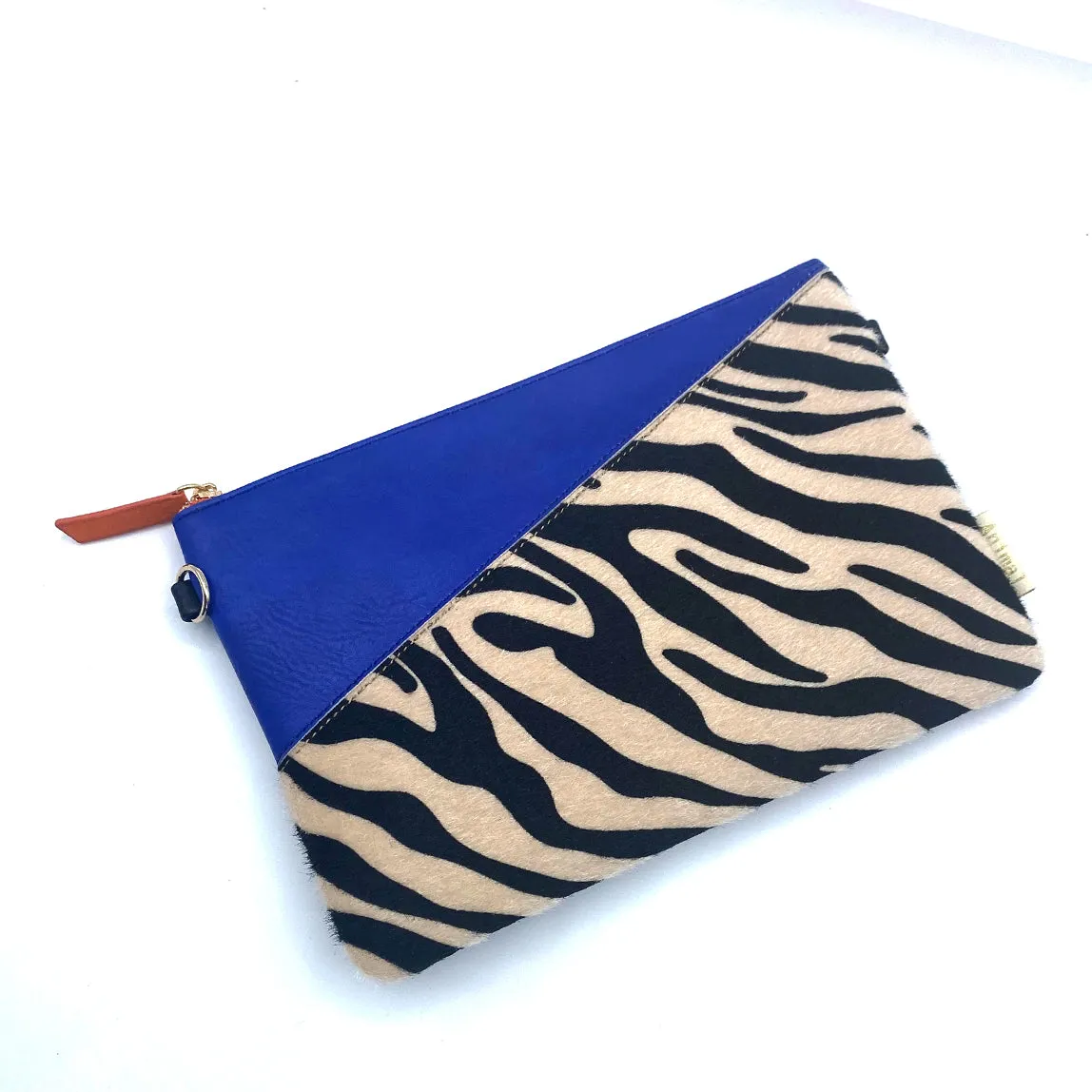 Animal Zebra Print Blue Clutch Bag