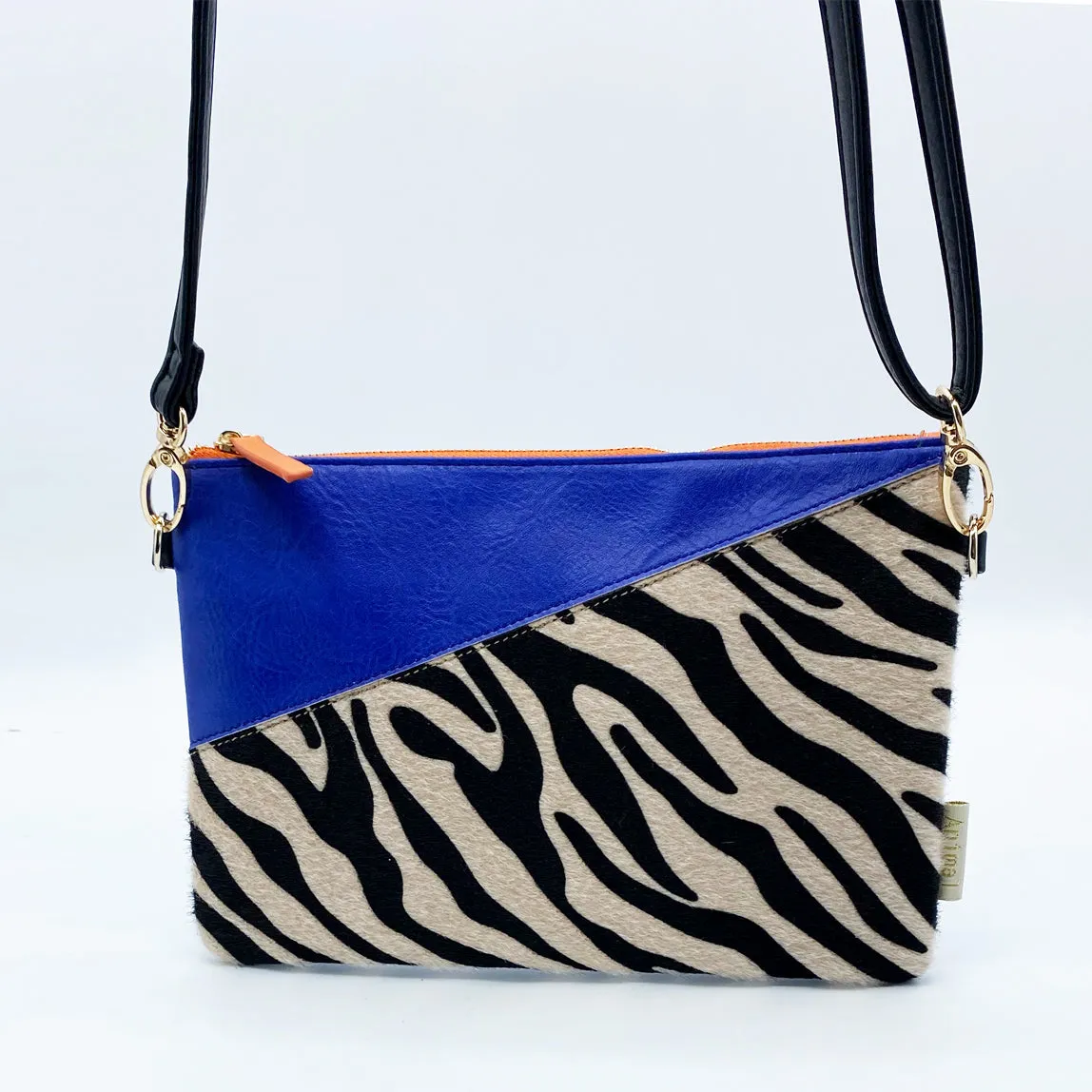 Animal Zebra Print Blue Clutch Bag