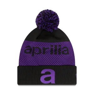 Aprilia Wordmark Black Bobble Knit Beanie Hat