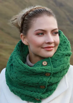 Aran Buttoned Snood | Green