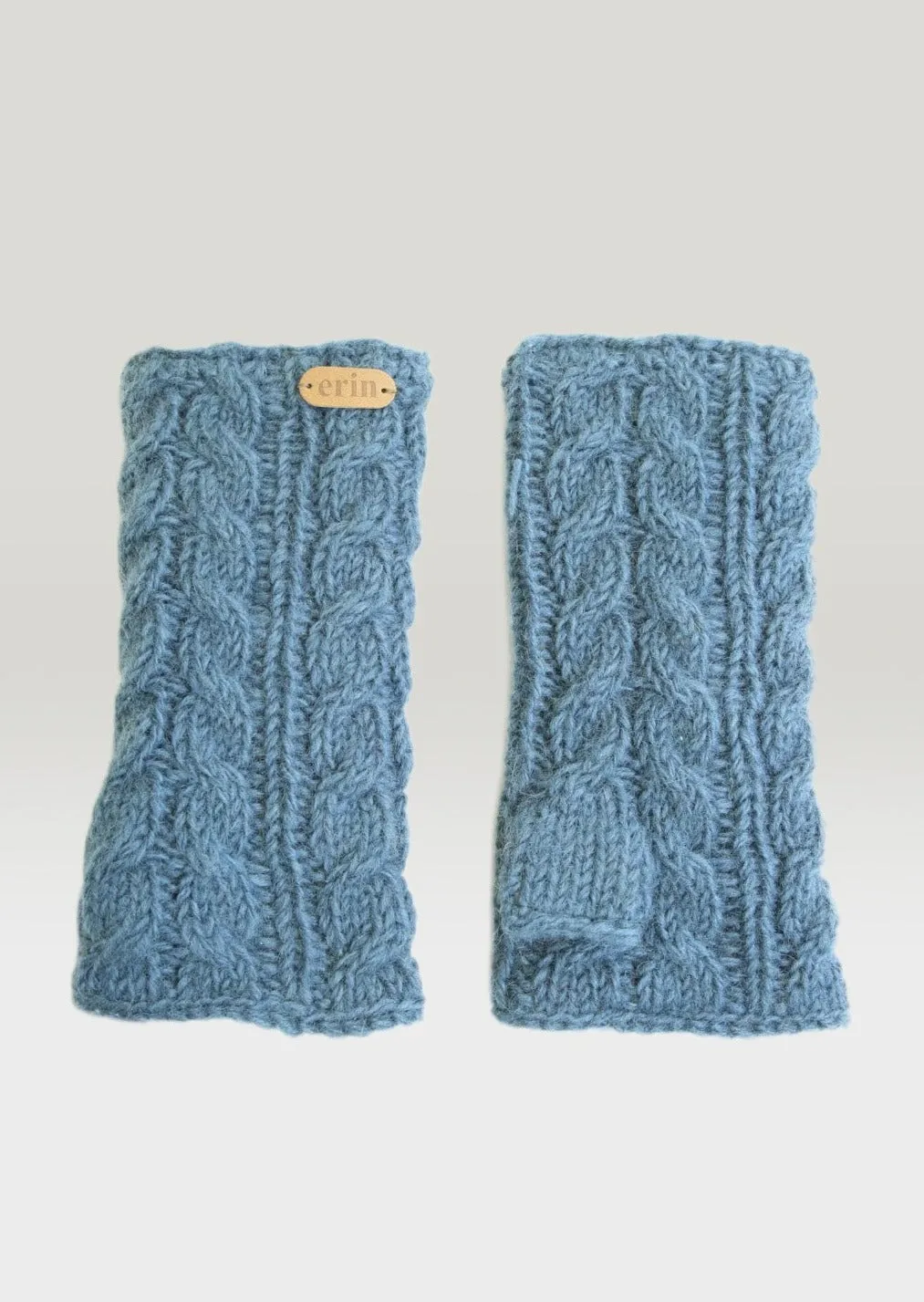 Aran Cable Handwarmers | Denim