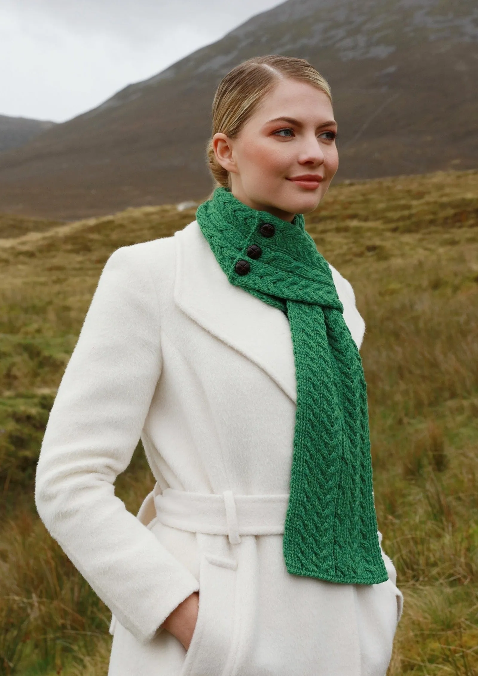 Aran Loop Scarf | Green