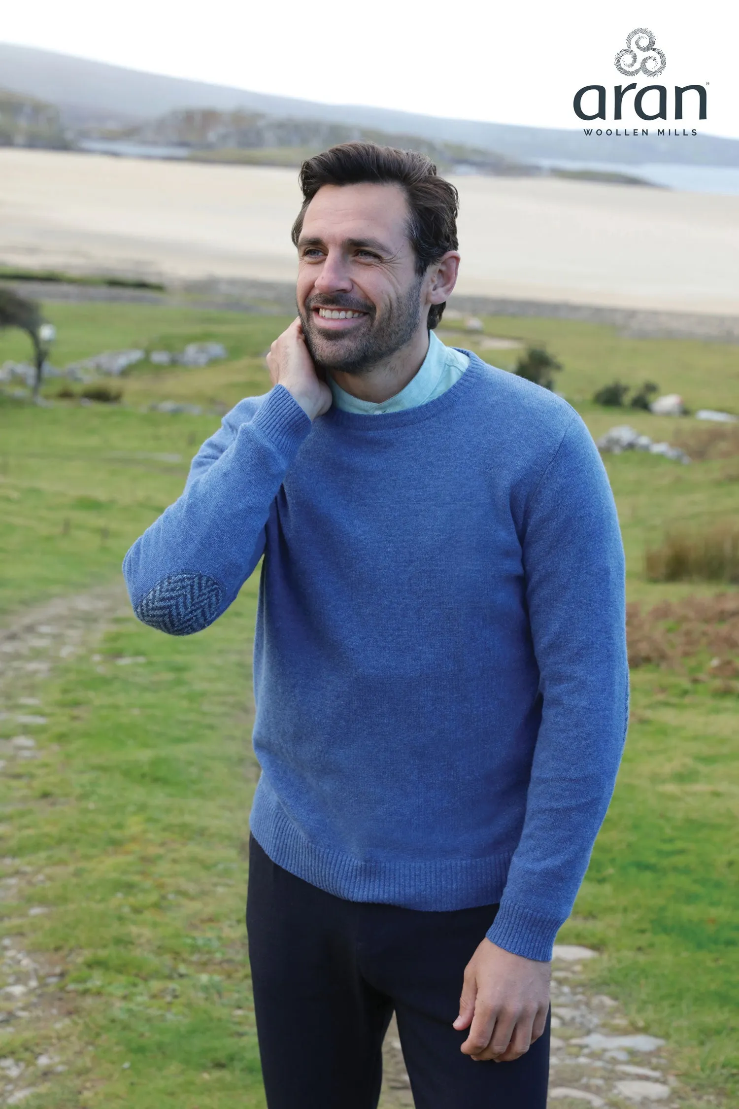 Aran Merino Wool Crew Neck Sweater