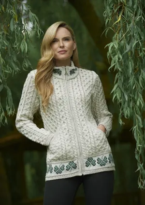 Aran Shamrock Cardigan | Oatmeal