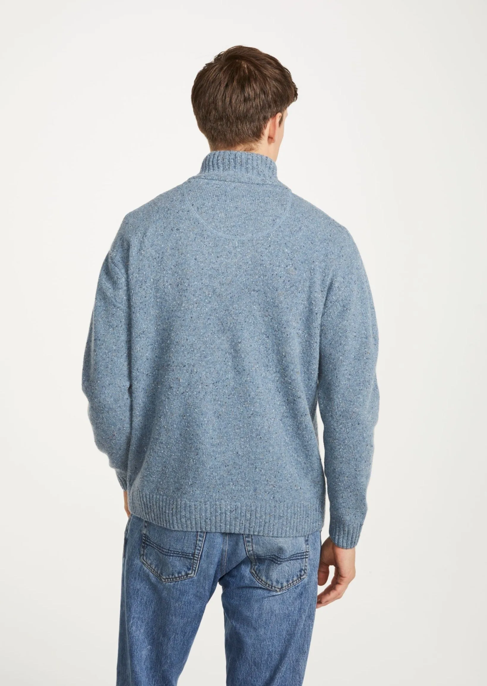 Aran Troyer Zip Sweater | Blue