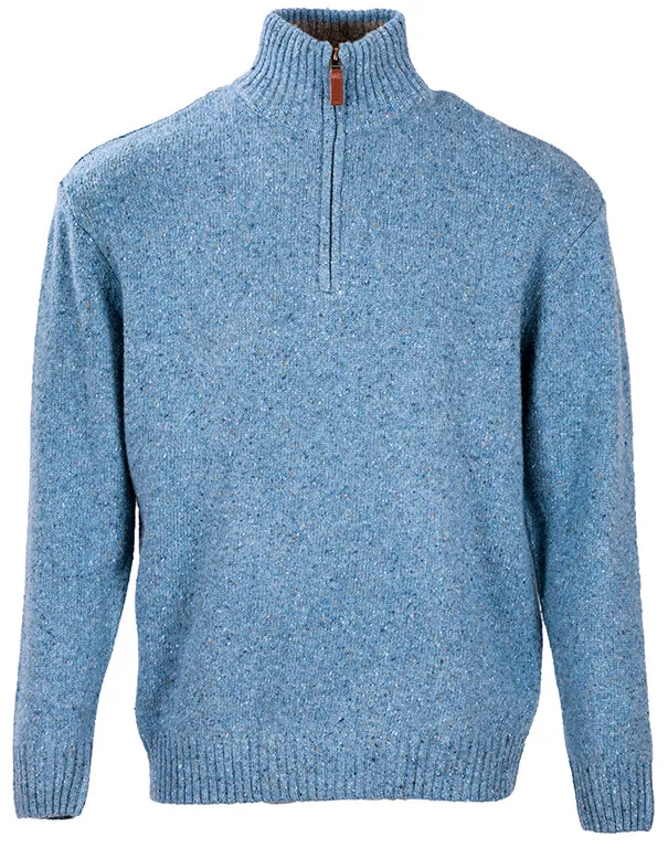 Aran Troyer Zip Sweater | Blue