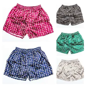 Assorted 5 Piece Set Thai Silk Boxer Shorts Elephants Print