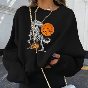 Autumn And Winter New Fashion O-neck Long-sleeved Loose Halloween Print Casual Sweater