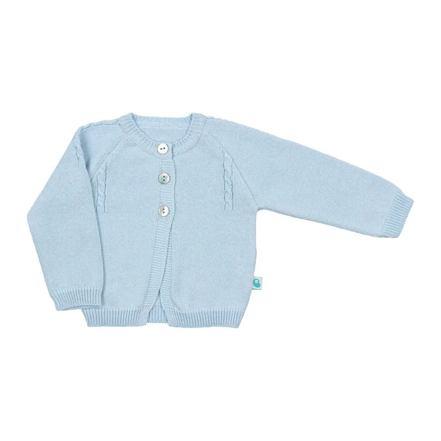 Baby Blue Cotton Knit Cardigan