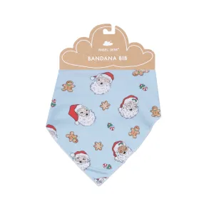 Bandana Bib | Vintage Santas Blue