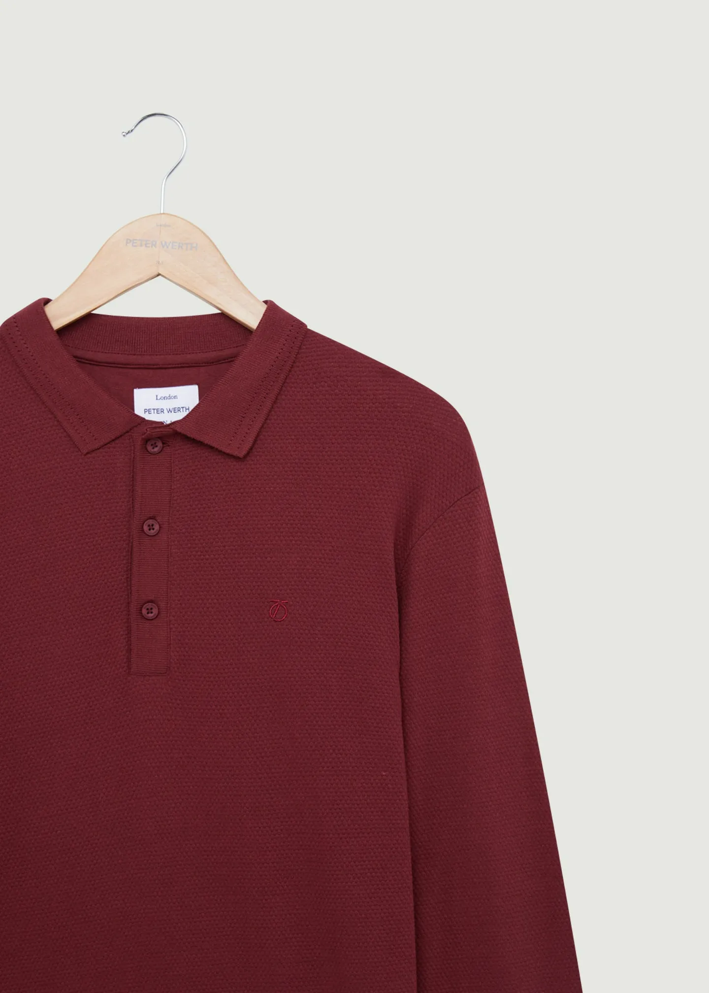 Barone Long Sleeved Polo - Burgundy