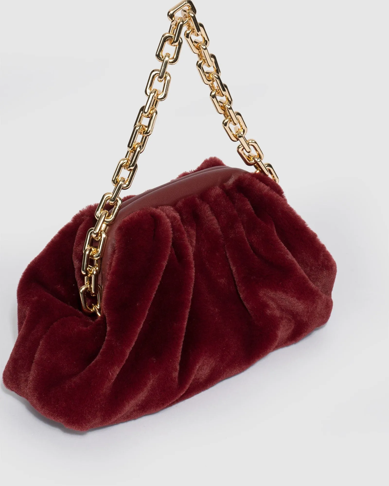 Berry Claire Fur Shoulder Bag