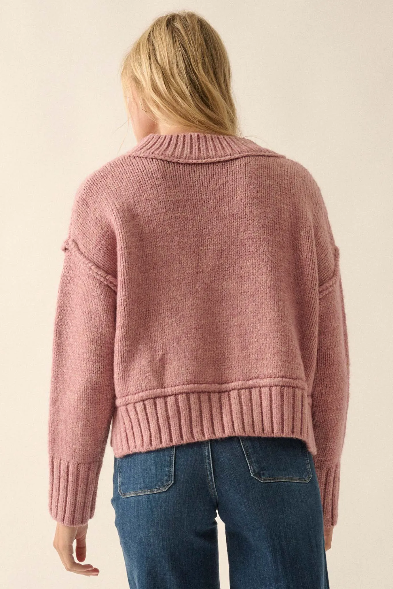 Best Life Exposed-Seam Chunky Knit Sweater