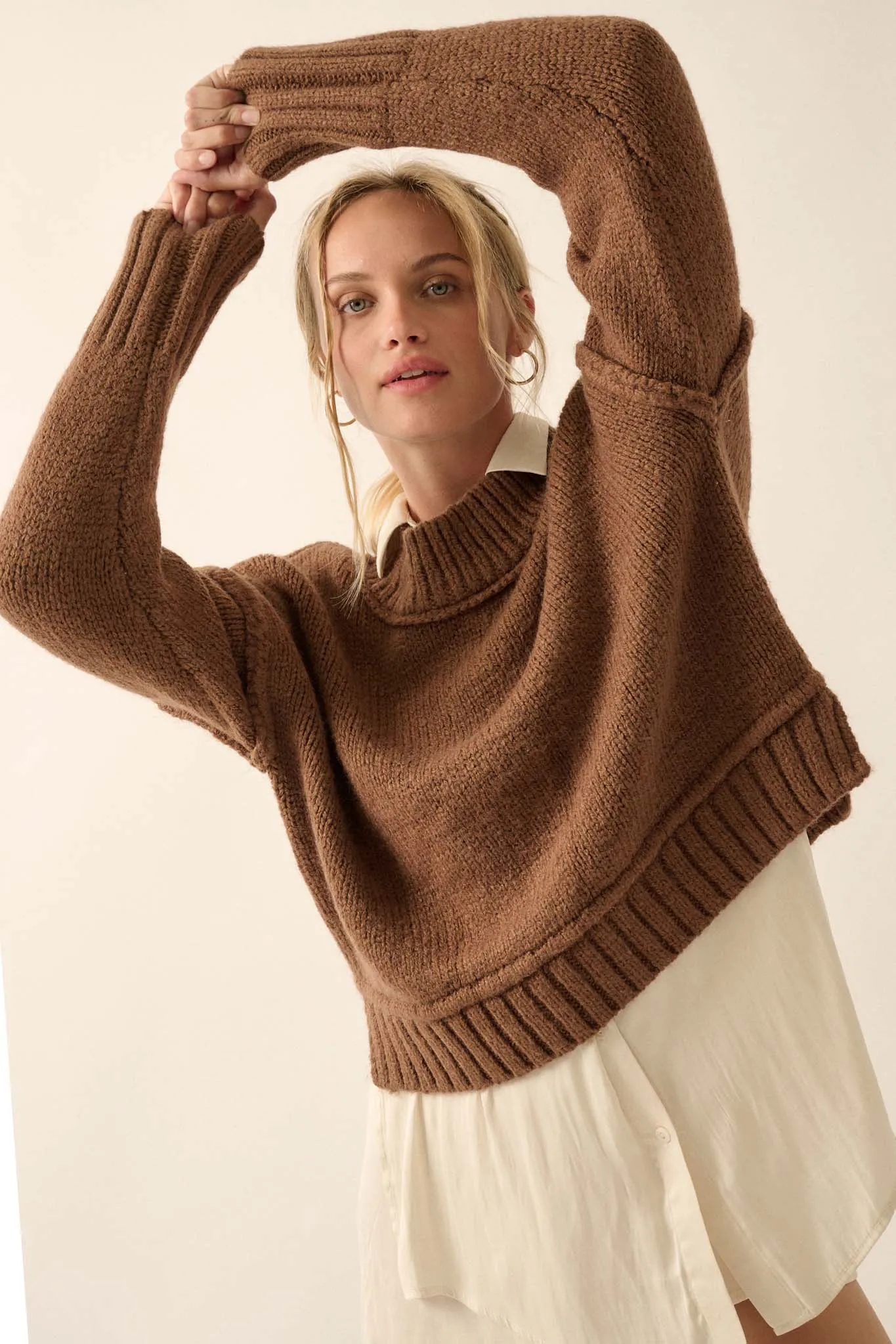 Best Life Exposed-Seam Chunky Knit Sweater