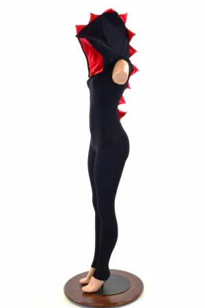 Black & Red Hooded Catsuit