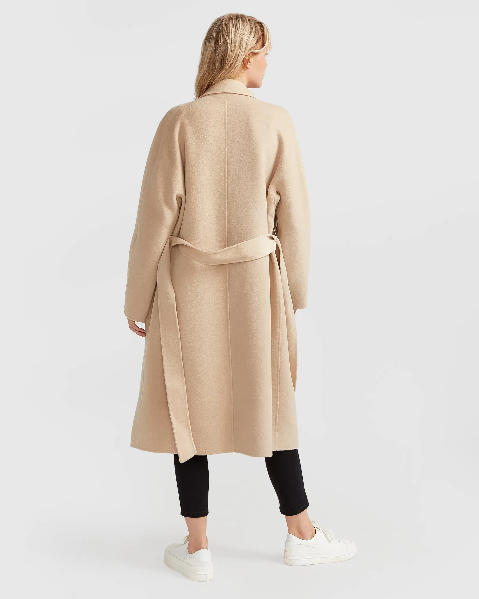 Boss Girl Double-Breasted Lined Wool Coat - Pale Oat