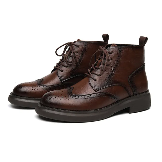 Business Top Cowhide Casual Boots