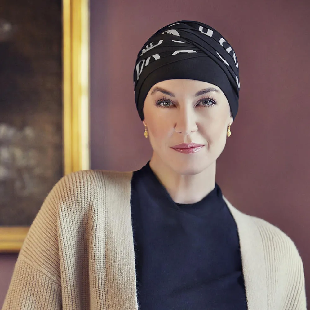 Christine Shanti Turban - Black with Classic Bows