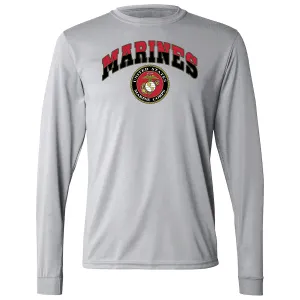 Classic Marine Corps Silver Performance Long Sleeve Tee