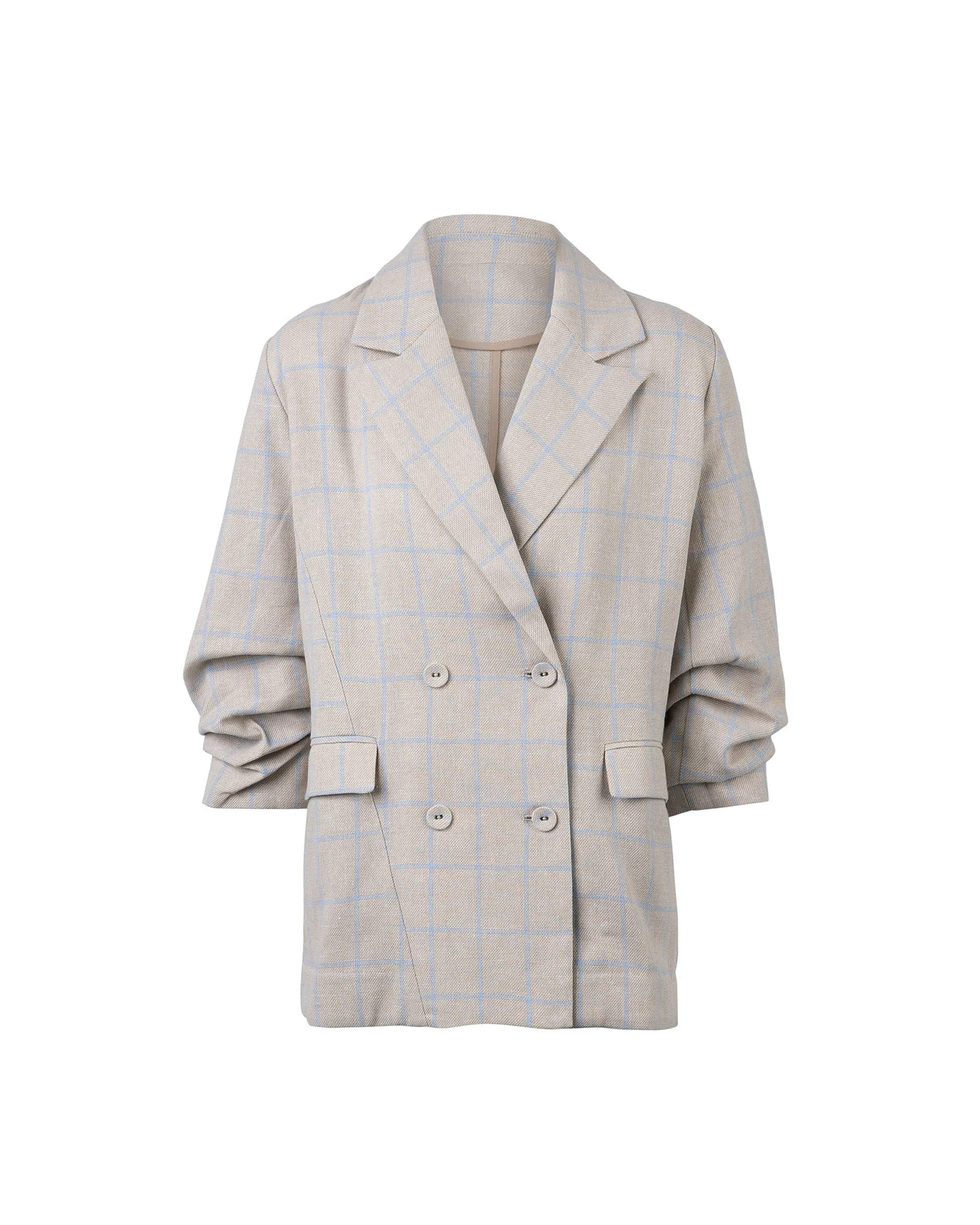 Cotton Linen Double Breasted Blazer