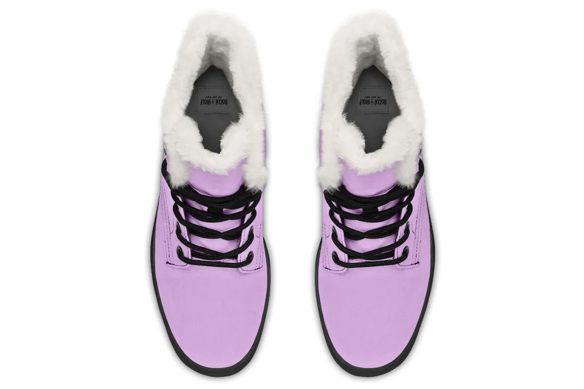 Digital Lavender Winter Boots - Warm Micro-Suede Doc-Style Boots Lined with Vegan Wool