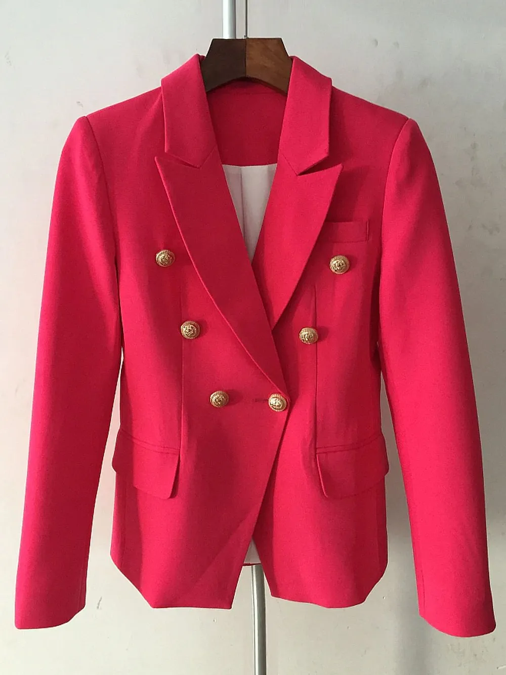 Double-Breasted Blazer in Fuchsia