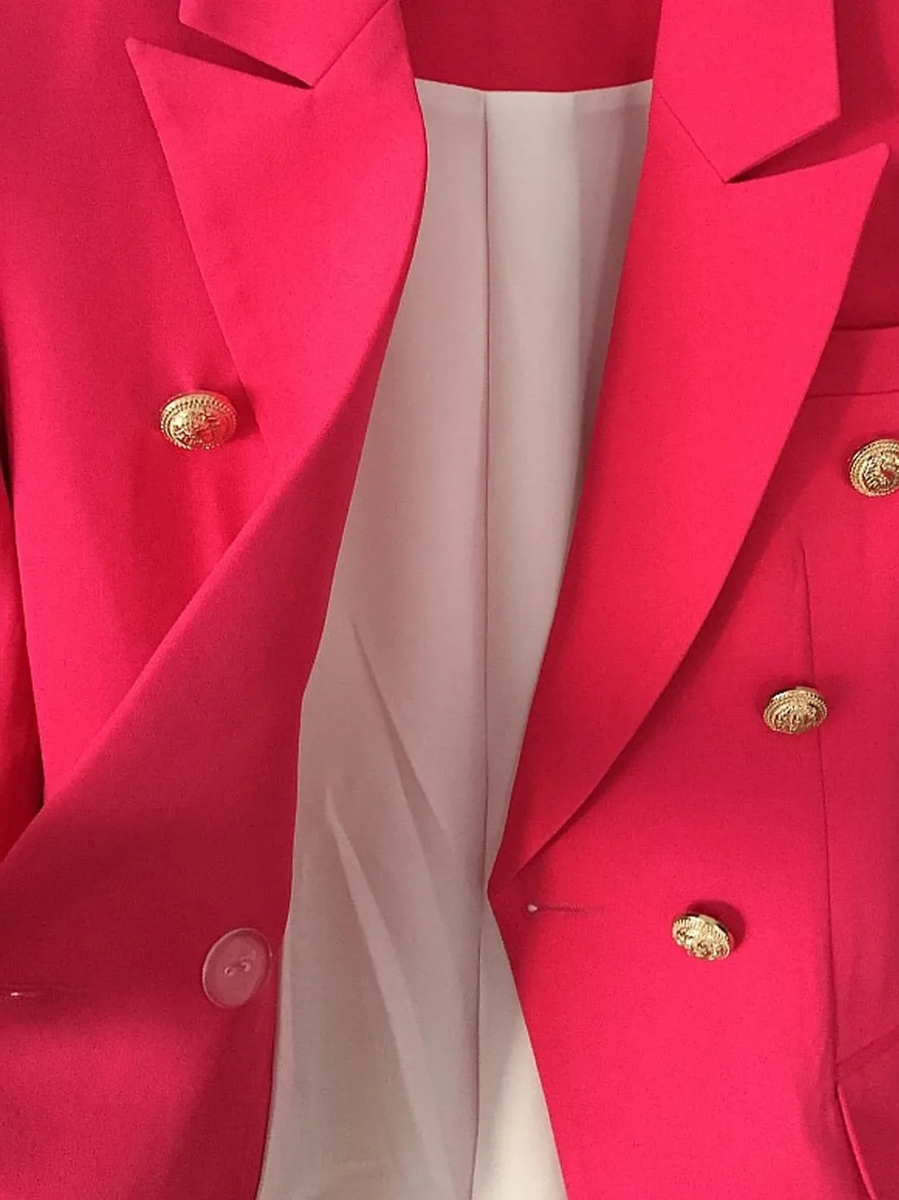 Double-Breasted Blazer in Fuchsia