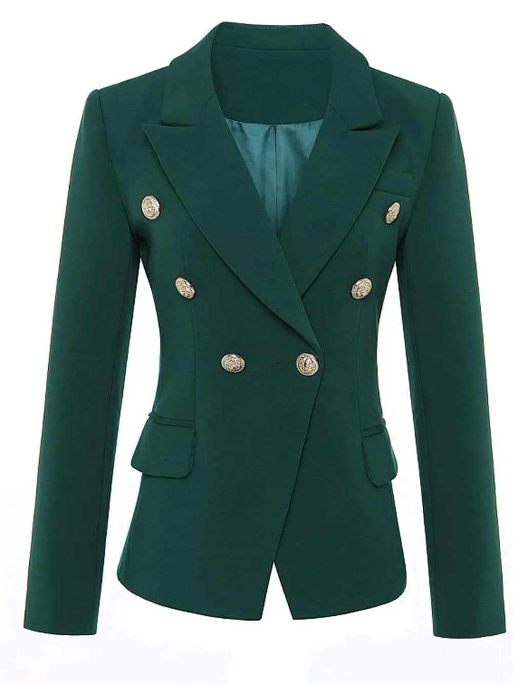 Double-Breasted Crêpe Blazer in Green