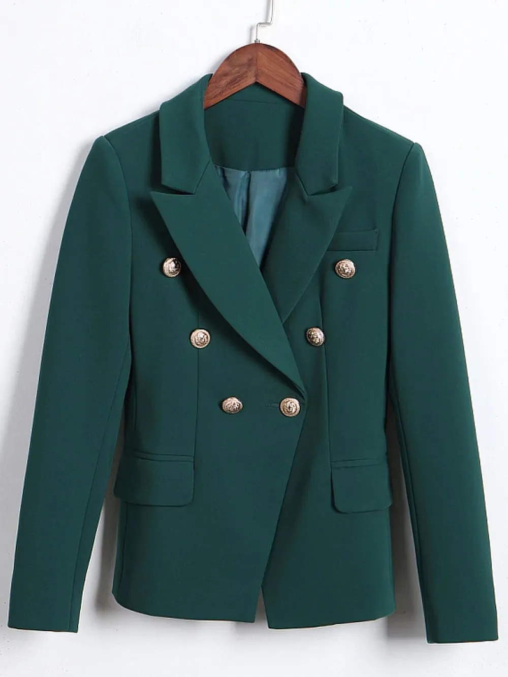 Double-Breasted Crêpe Blazer in Green