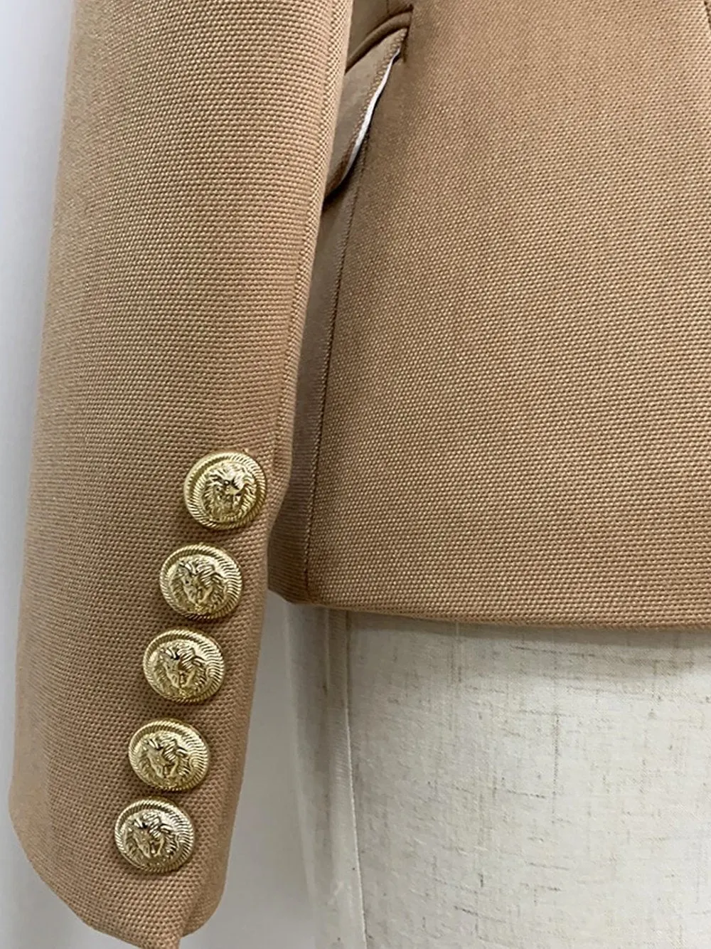 Double Breasted Fitted Blazer in Light Brown