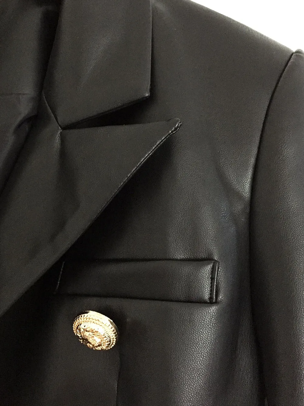 Double-Breasted Leather Blazer