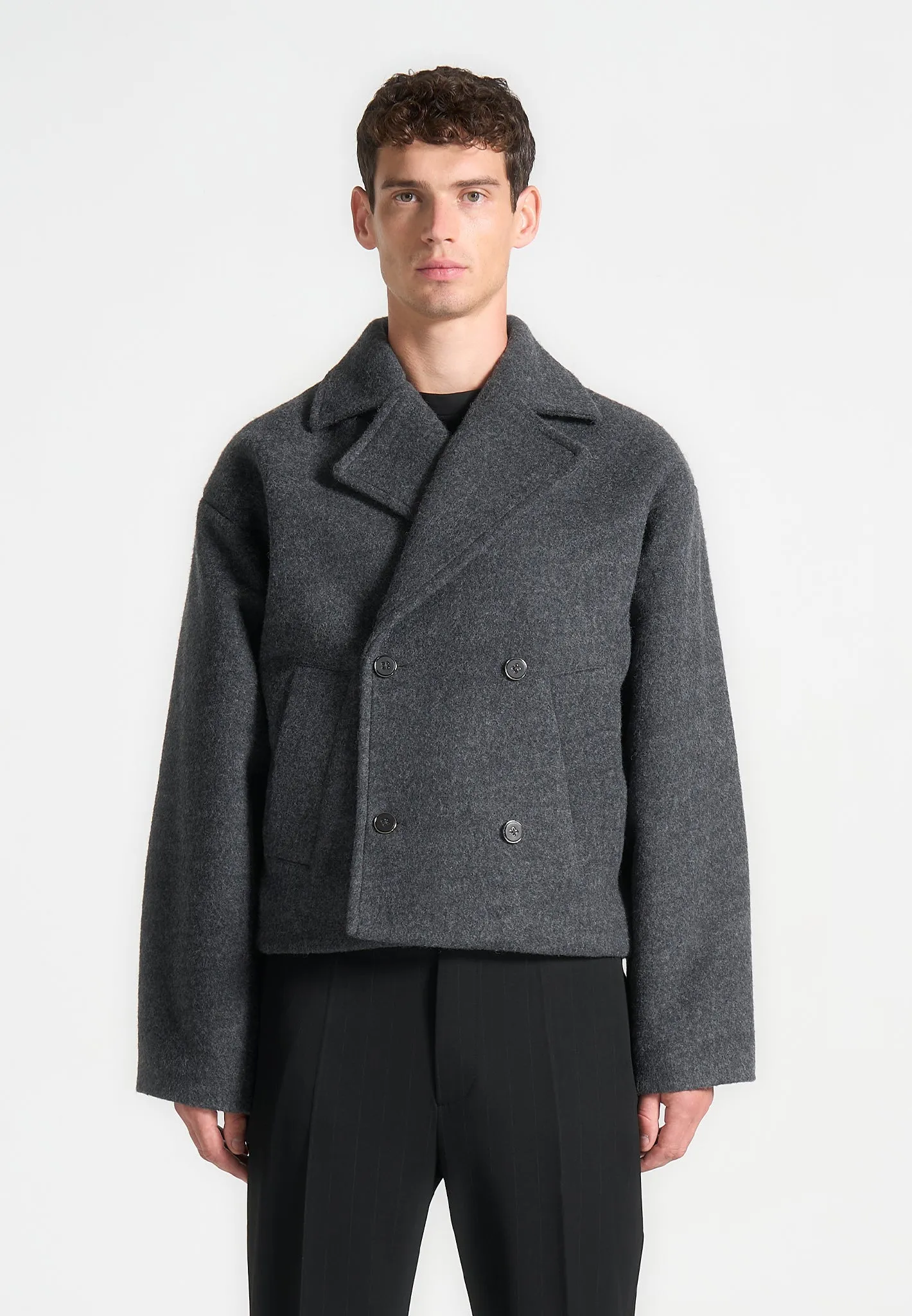 Double Breasted Wool Jacket - Grey