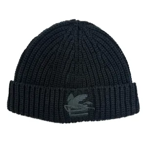 Etro Wool Knitted Hat Black Beanie SALE