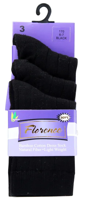 Florence Boys Rib Bamboo Cotton 3 Pair Pack Socks Style: 170