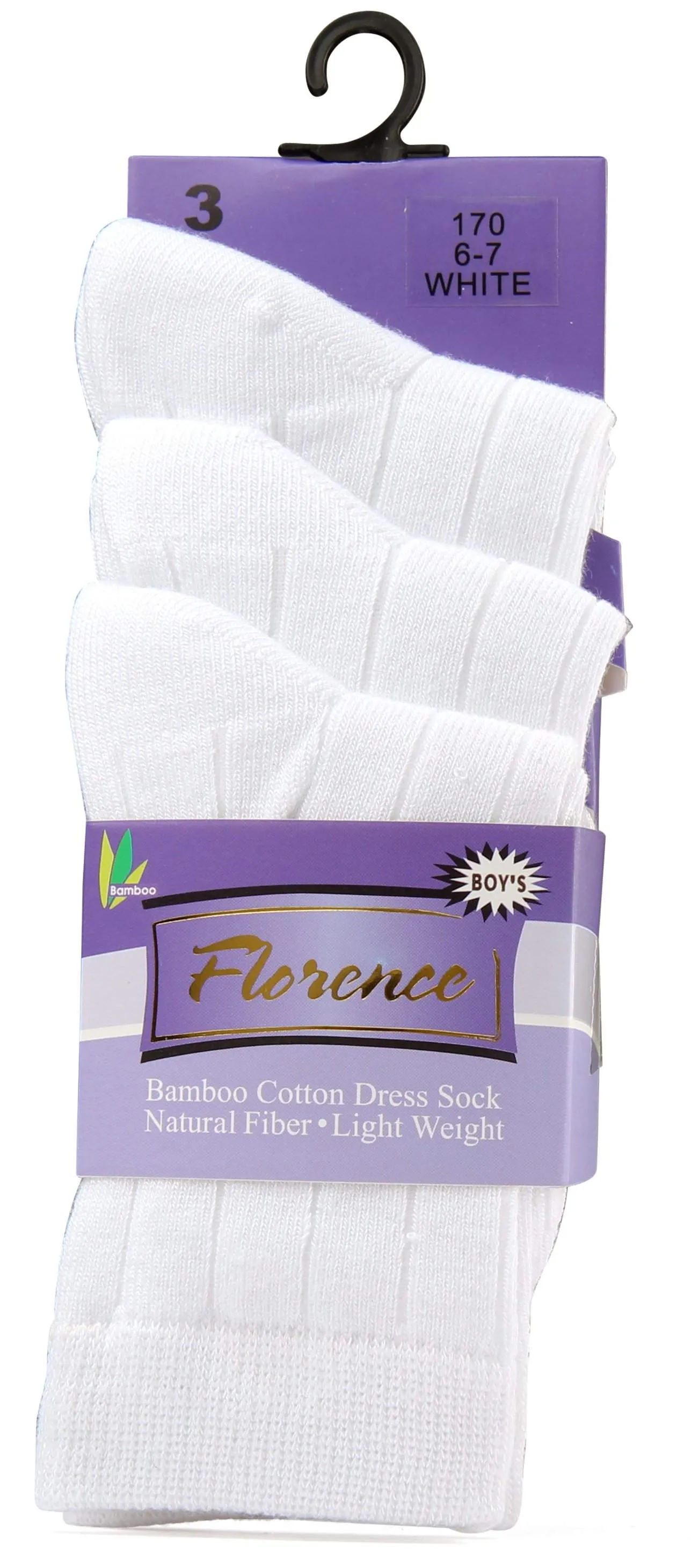 Florence Boys Rib Bamboo Cotton 3 Pair Pack Socks Style: 170