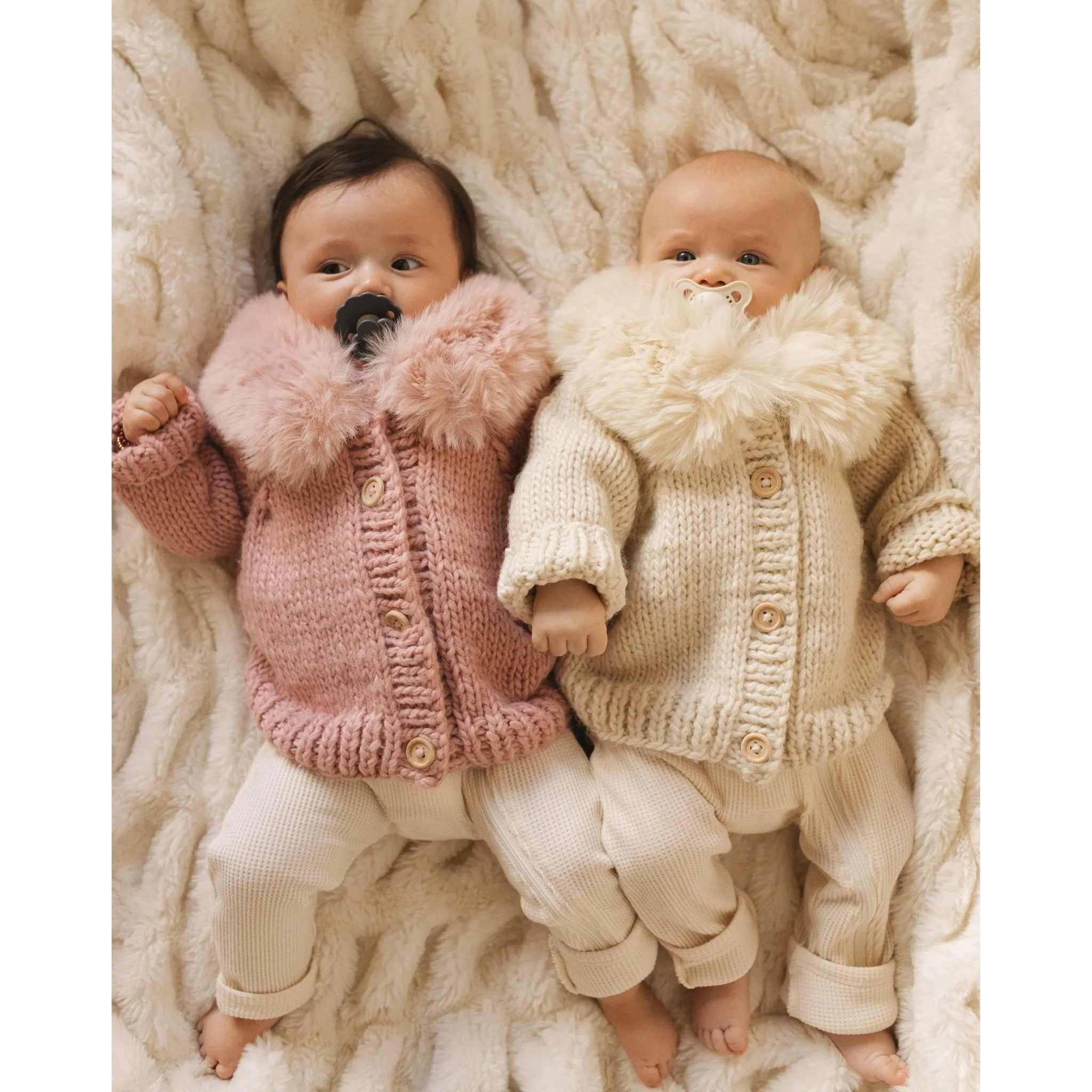 Fur Collar Rosy Cardigan Sweater for Baby & Toddler