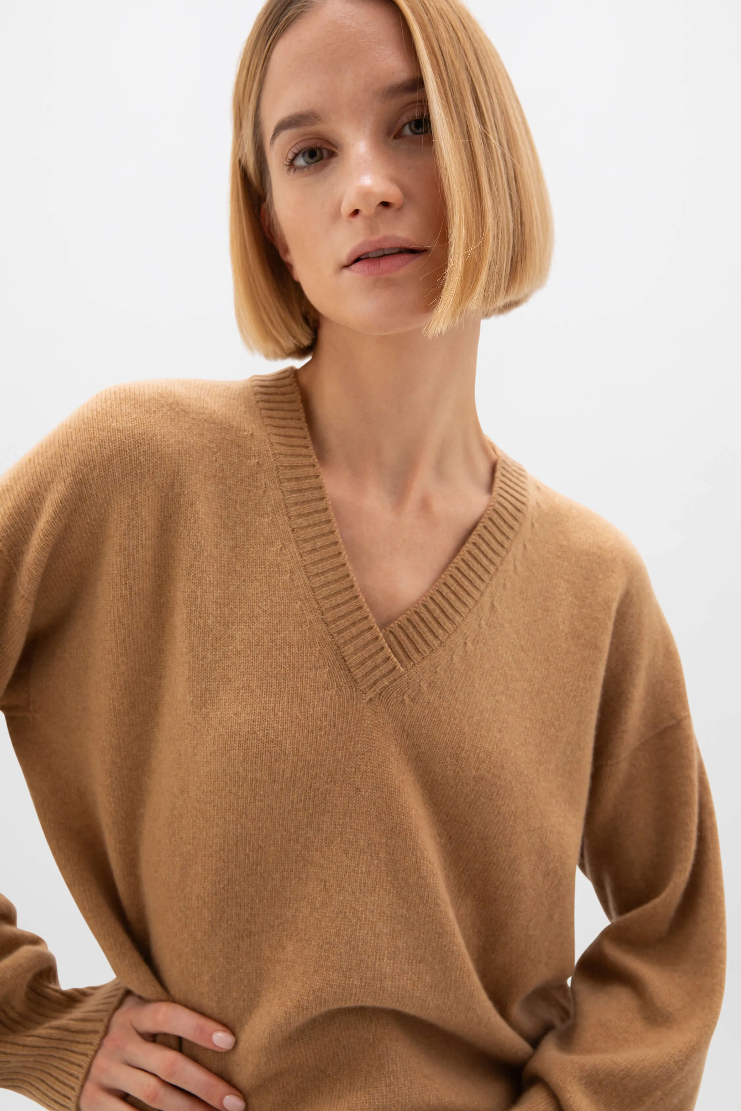 Gauzy Cashmere V Neck