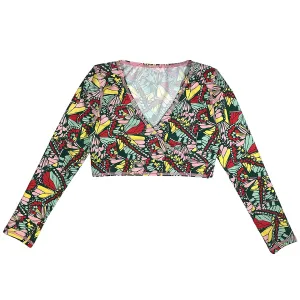 Girls Long Sleeve Swim Wrap Top - "Butterfly Love"