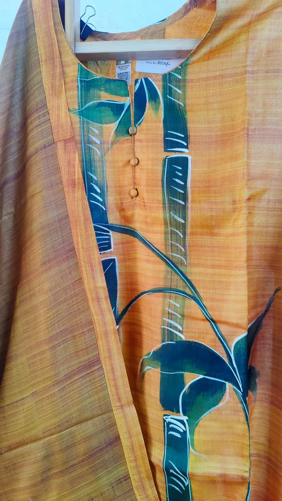 HAND PAINTED PURE TUSSAR SILK FABRIC SUIT SET