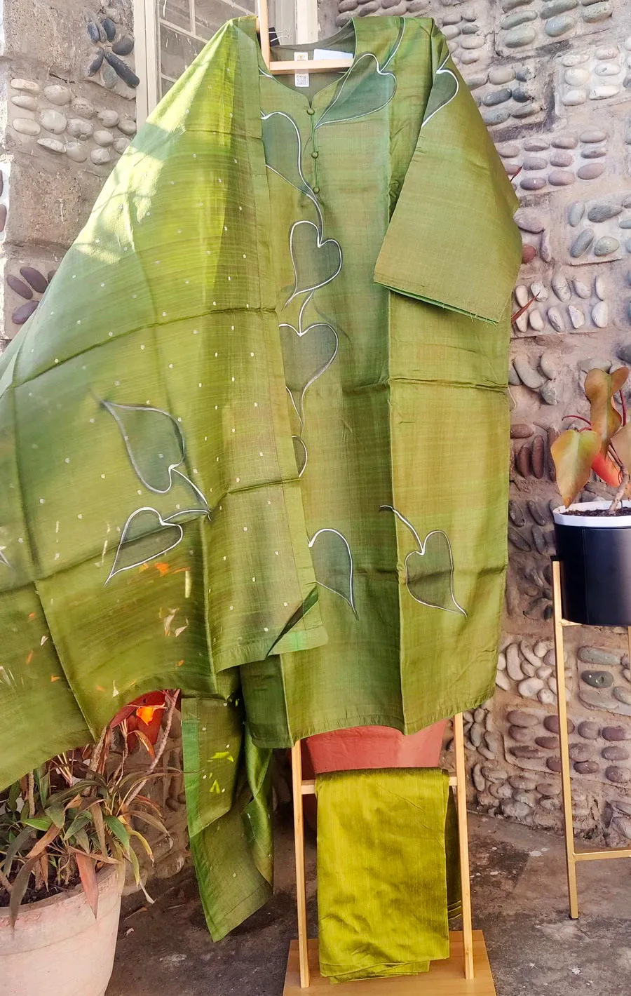 HAND PAINTED TUSSAR SILK SUIT FABRIC SET