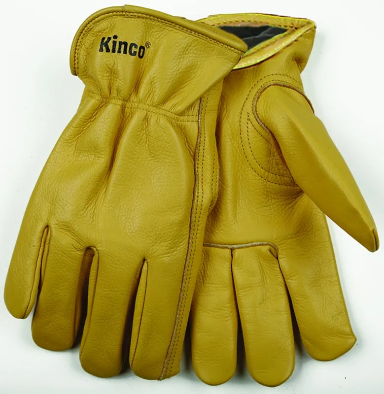 Heatkeep 98RL-XL Driver Gloves, Men's, XL, 10-1/2 in L, Keystone Thumb, Easy-On Cuff, Cowhide Leather, Gold