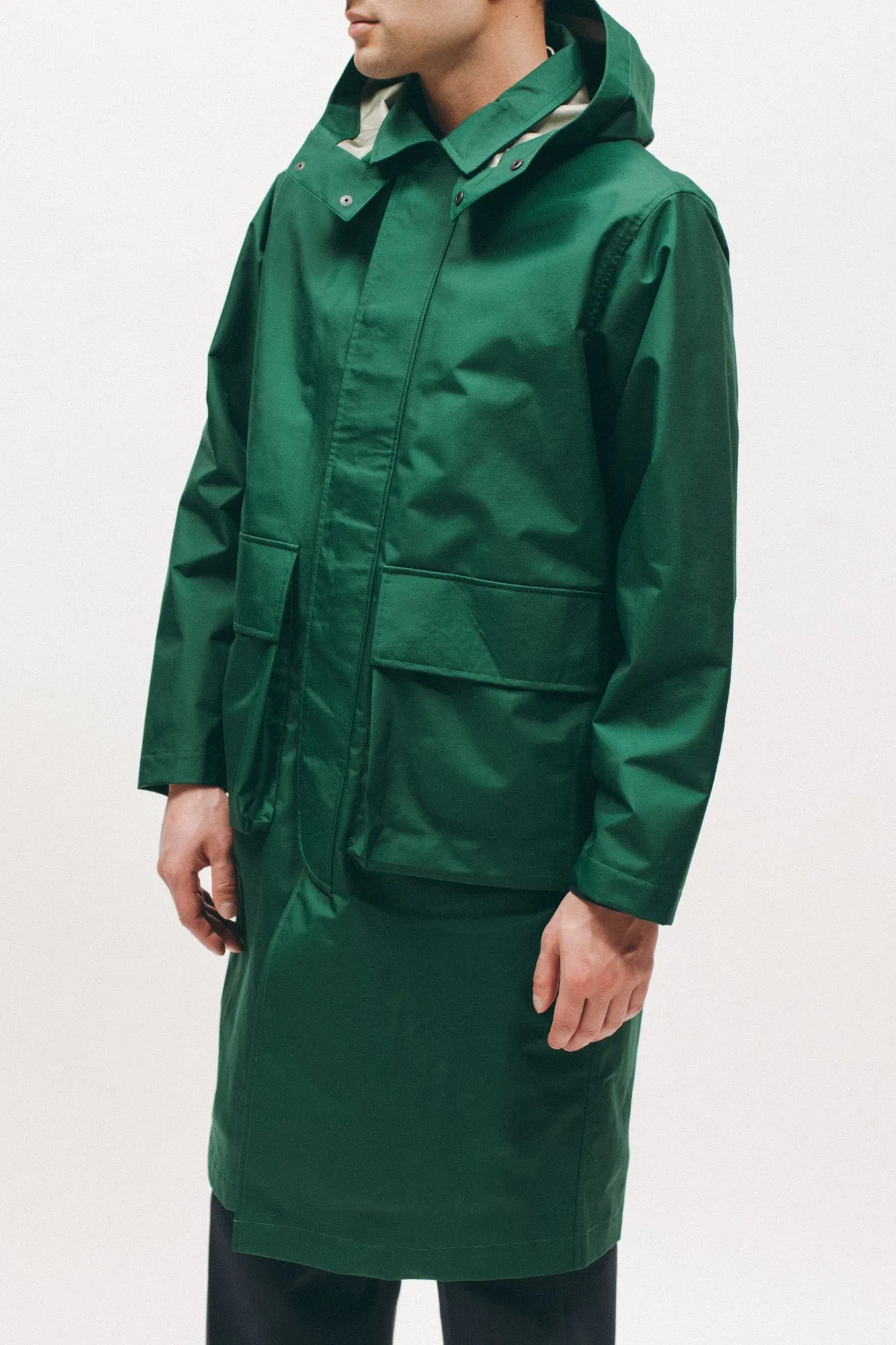 Hooded Mac Coat - Evergreen