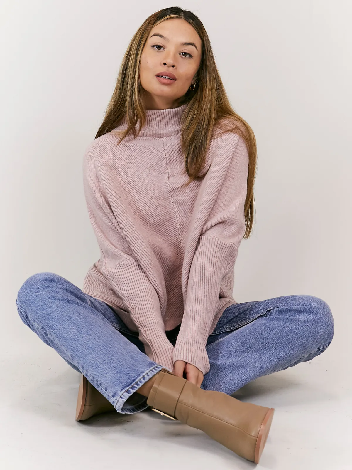 Hope Knitted High Neck Jumper / Pink