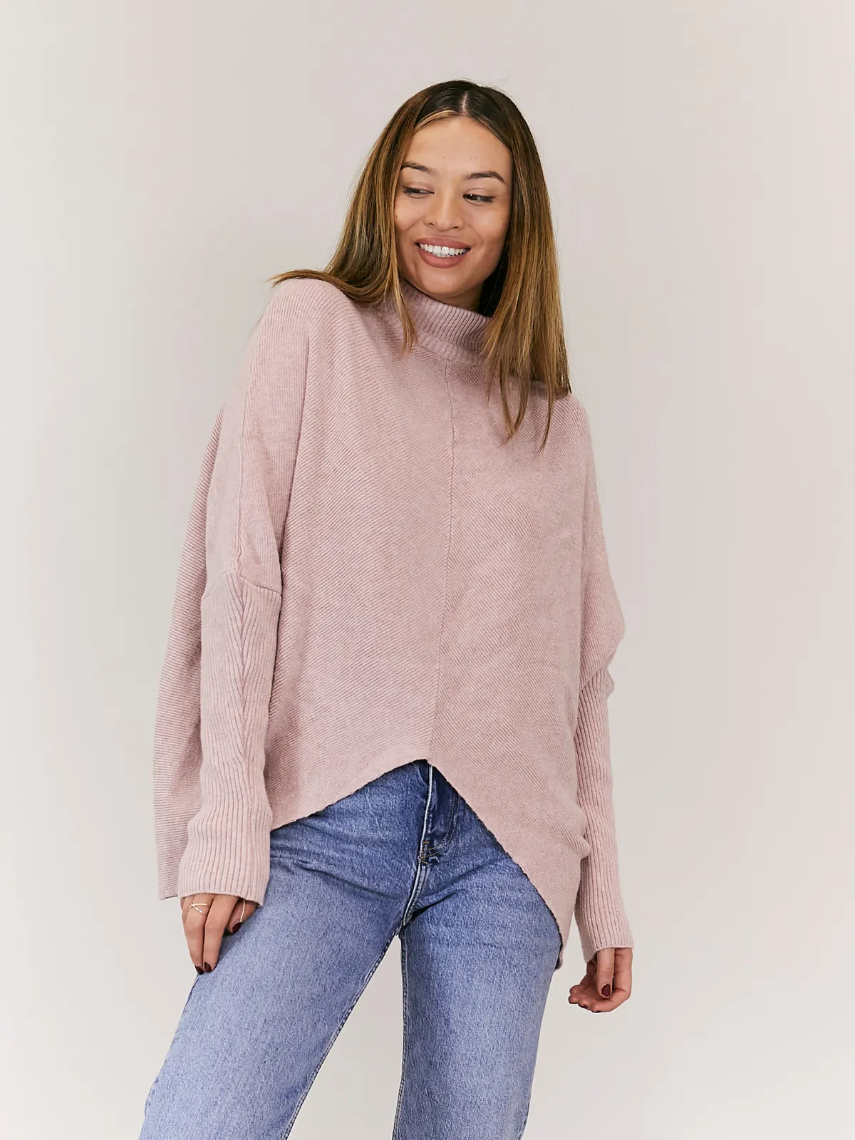 Hope Knitted High Neck Jumper / Pink