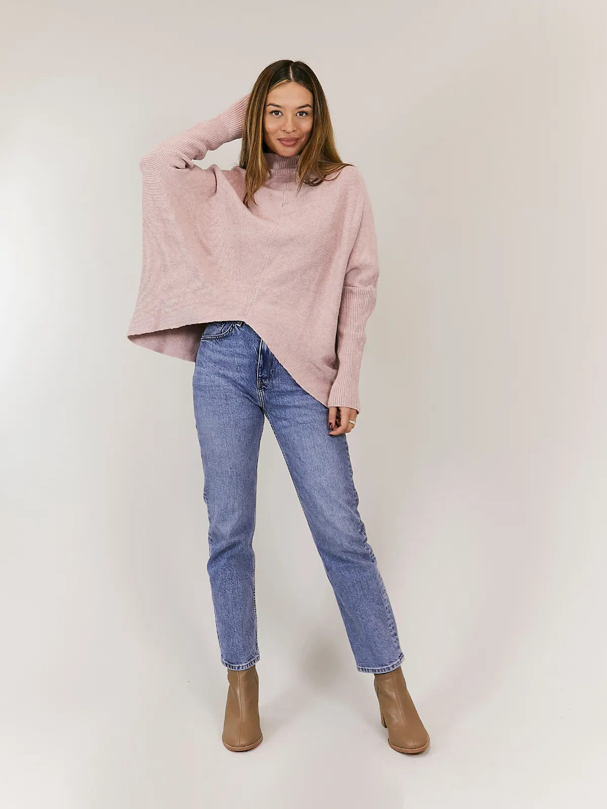 Hope Knitted High Neck Jumper / Pink