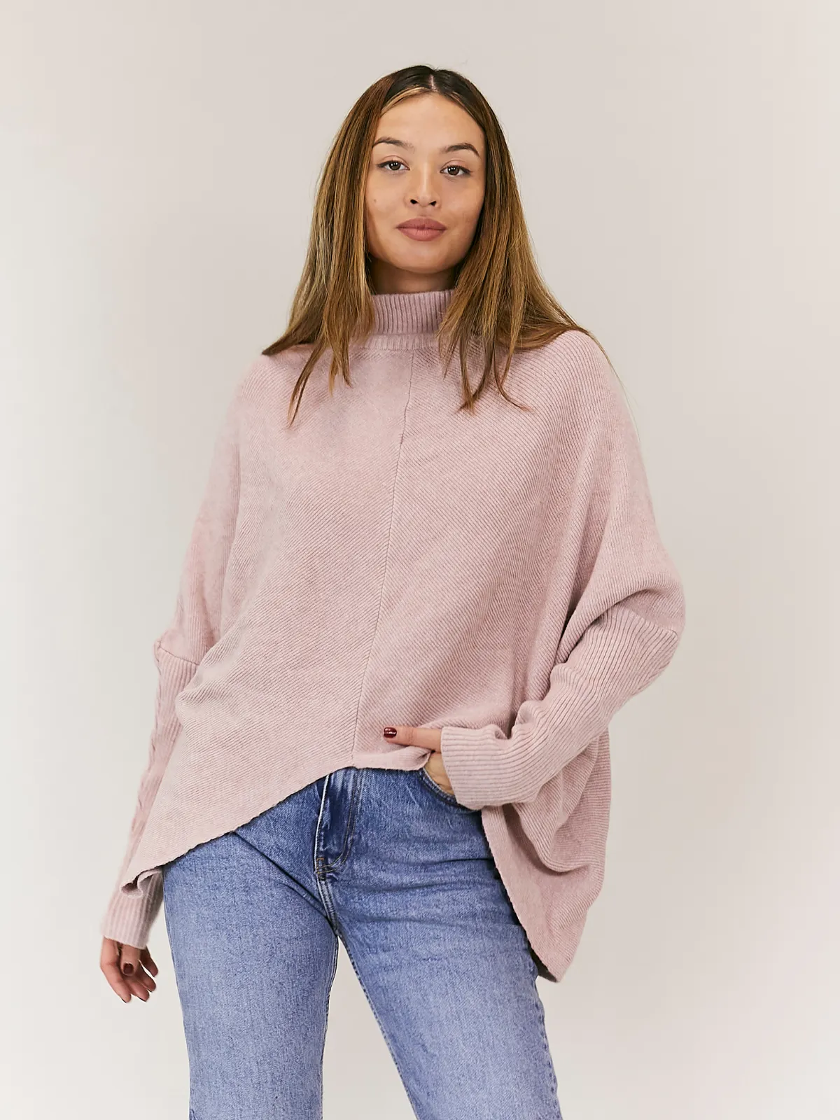 Hope Knitted High Neck Jumper / Pink