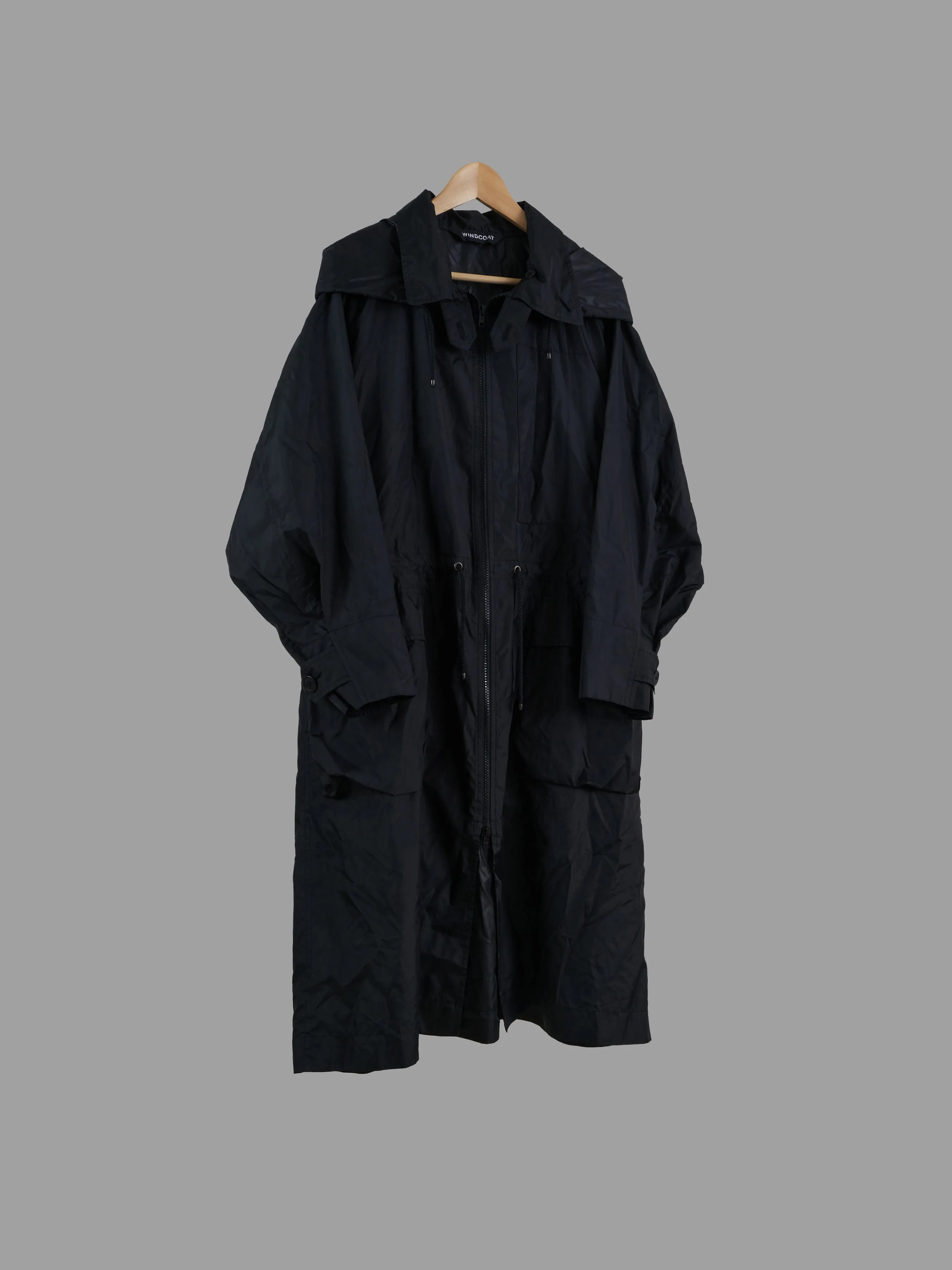 Issey Miyake Windcoat black lightweight polyester packable hooded raincoat - L M